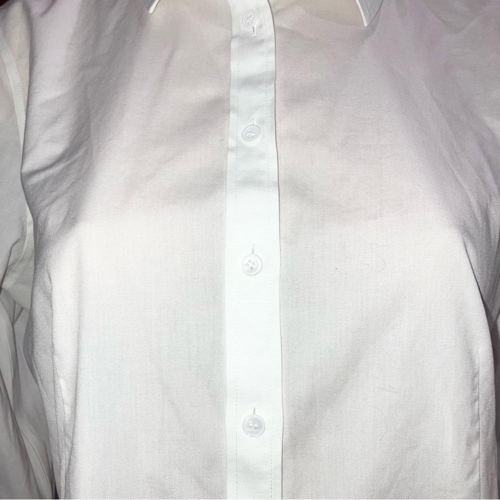 Talbots White Button Down Blouse Long Sleeve Coas… - image 6